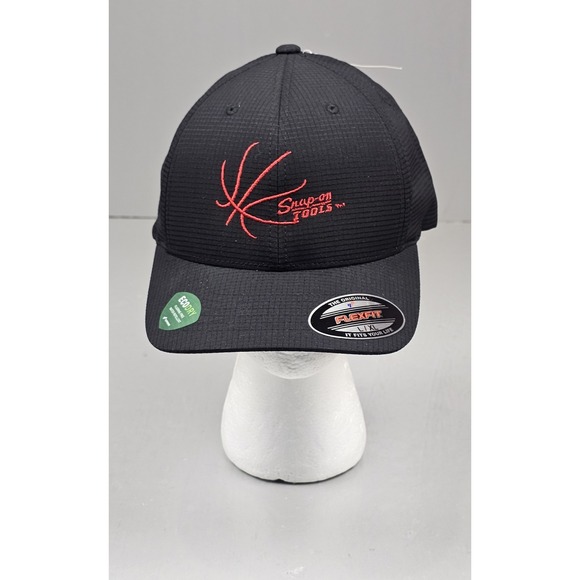 Snap On Tools‎ Fitted Hat Mens L/XL. Black & Red Eco Dry Basketball Logo NWT - Picture 1 of 6